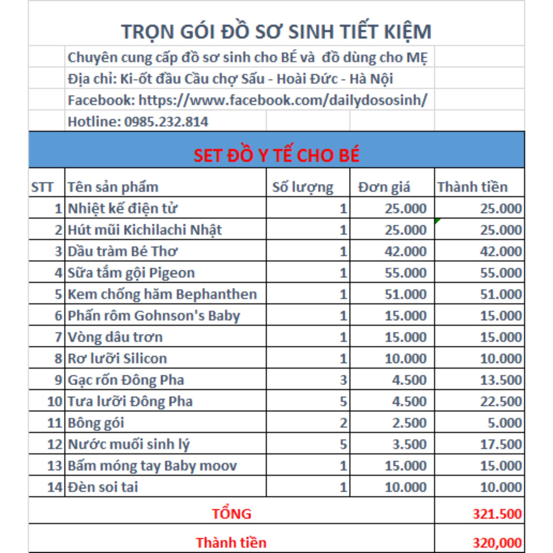 Set đồ dùng y tế cho bé sơ sinh-Đồ dùng sơ sinh cần thiết