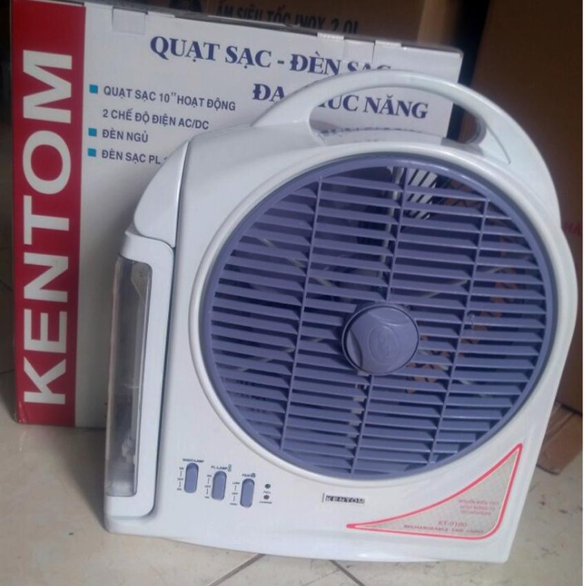 [HCM][NTT] Quạt sạc kiêm đèn sạc Kentom KT9100 2 bình (Trắng)
