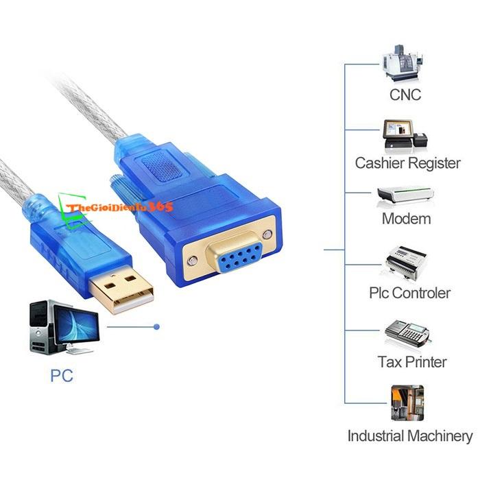 CÁP CHUYỂN USB SANG RS232 CỔNG COM CÁI 9 CHÂN HL340