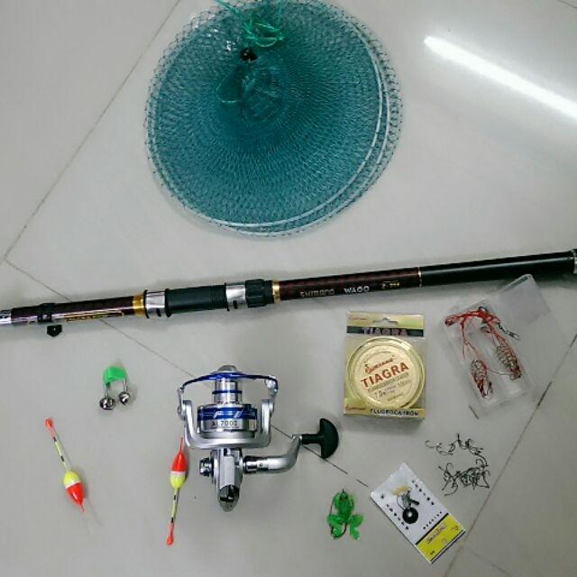 Combo bộ cần câu lục shimano máy câu yumoshi AL tặng kèm phụ kiện big sale