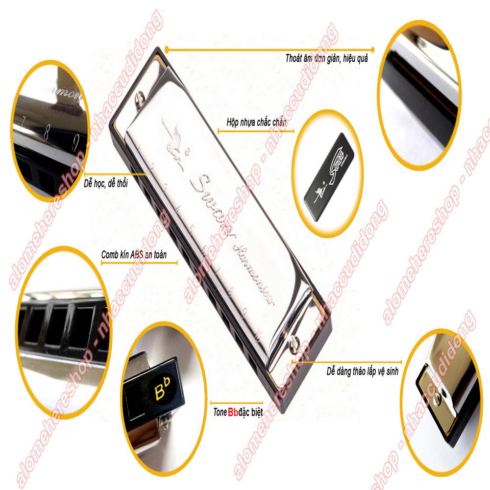 Kèn harmonica Swan SW1020 Key C# (Db) Bạc