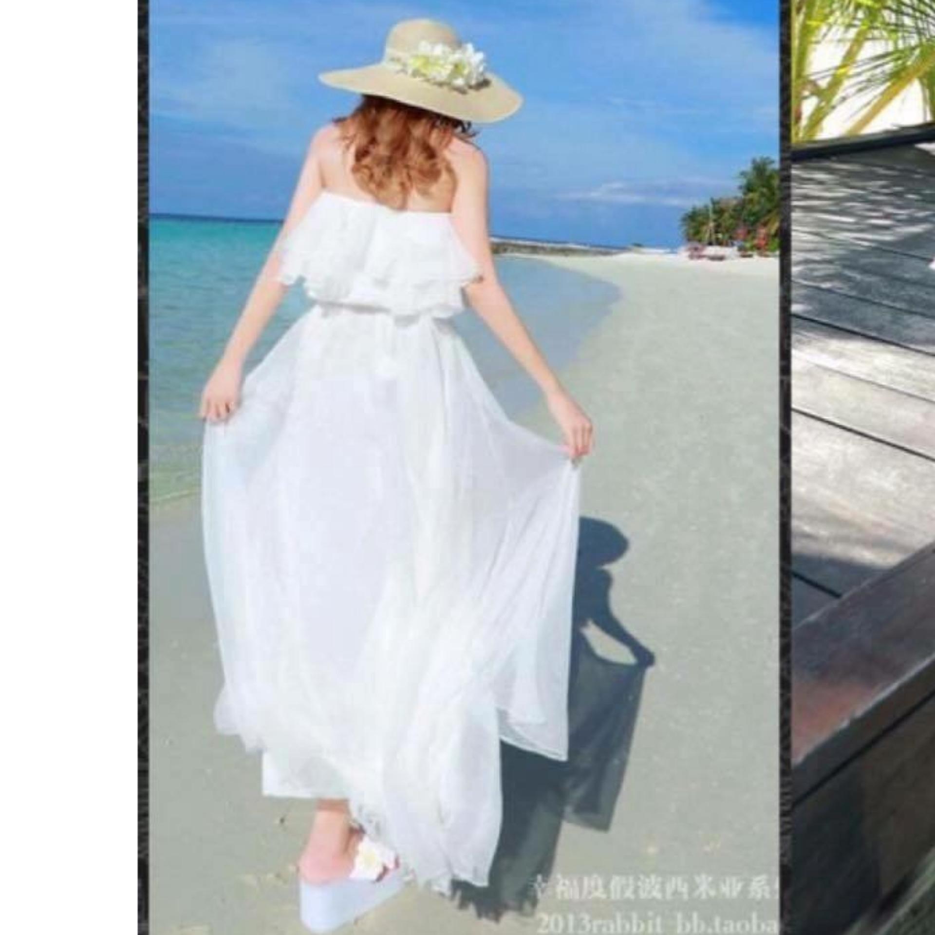 [HCM]Đầm maxi chiffon bèo trắng