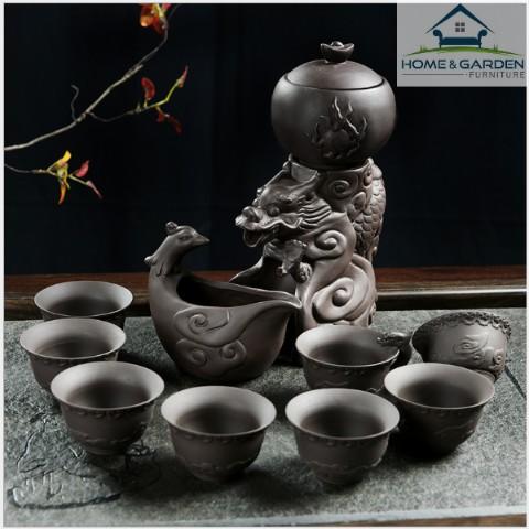 Bộ ấm trà Rồng Thiêng Long Phụng gốm cát sa cao cấp - Online Mall