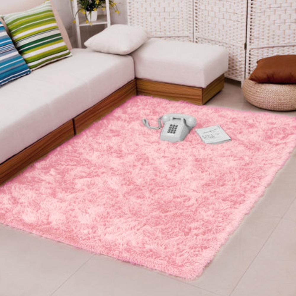 1.4 x 2m Fluffy Fashion Modern Floor Area Rug Carpet Mat Non-slip for Living Room Bedroom Bathroom Home Accessory Supplies Pink