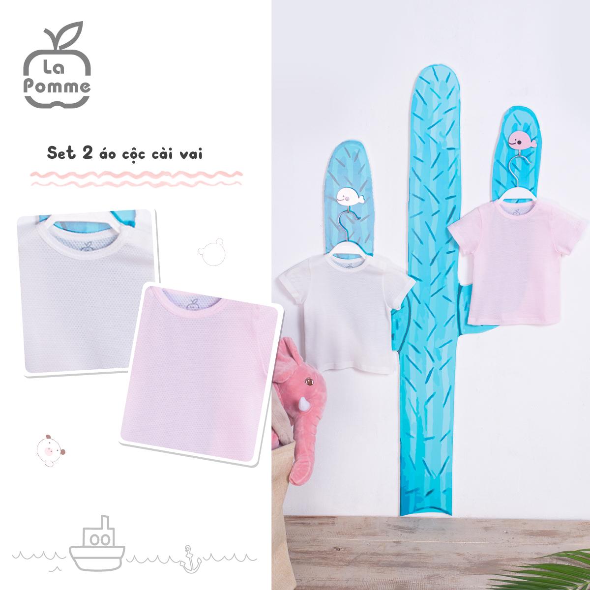 TS003 Set 2 áo cộc cài vai Hồng