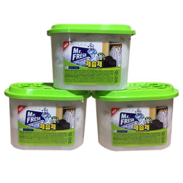 Bộ 3 bình hút ẩm than hoạt tính khử khuẩn hương dịu nhẹ Mr Fresh Hàn Quốc 256g (Xanh lá) KRA-15
