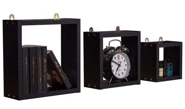 Bộ 3 kệ hộc treo tường Modulo Home Karo 1594 (Đen)