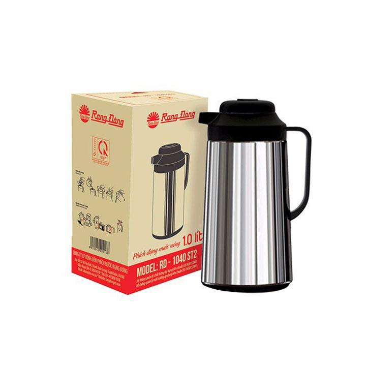 Bình trà giữ nhiệt, phích nước nóng vỏ Inox Rạng Đông loại 1.0 lít RD- 1040ST2