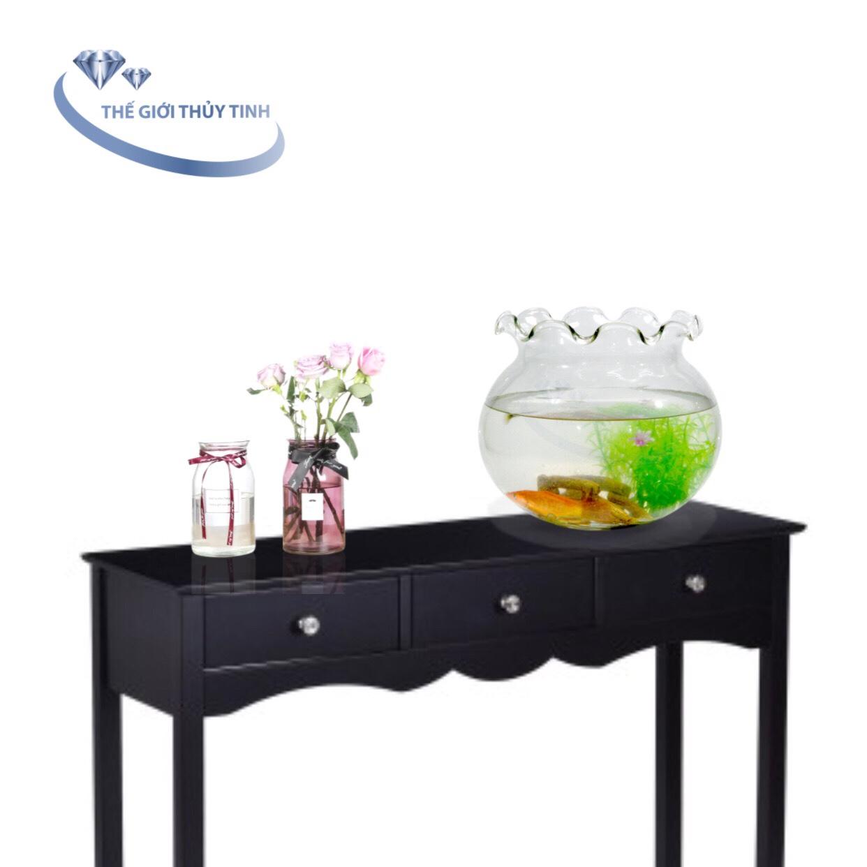 BỂ CÁ THỦY TINH HỒ CÁ CHẬU CÂU MIỆNG BÈO D24cm x 21cm B2