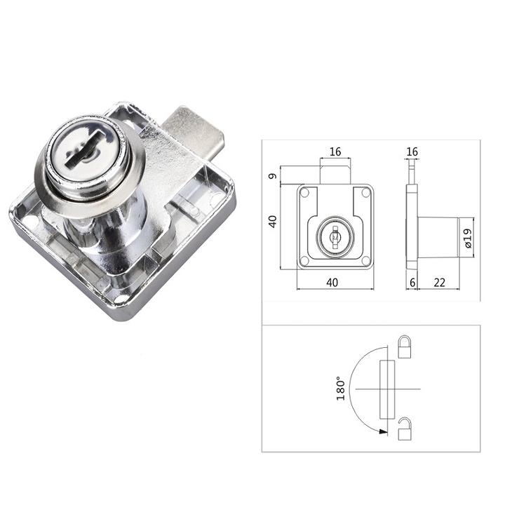 Khóa tủ,ngăn kéo evergood 40x40mm