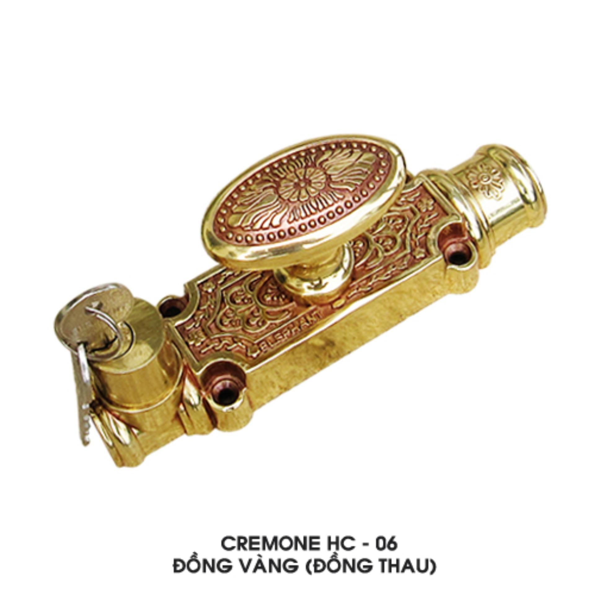 CHỐT CREMON HUY HOÀNG ĐỒNG THAU CÓ KHÓA HC - 06 CỬA ĐI (Nguyên củ)