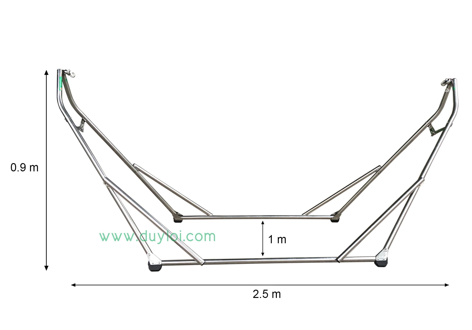 Bộ khung võng xếp Duy Lợi Inox cỡ lớn (tặng 5 móc áo)
