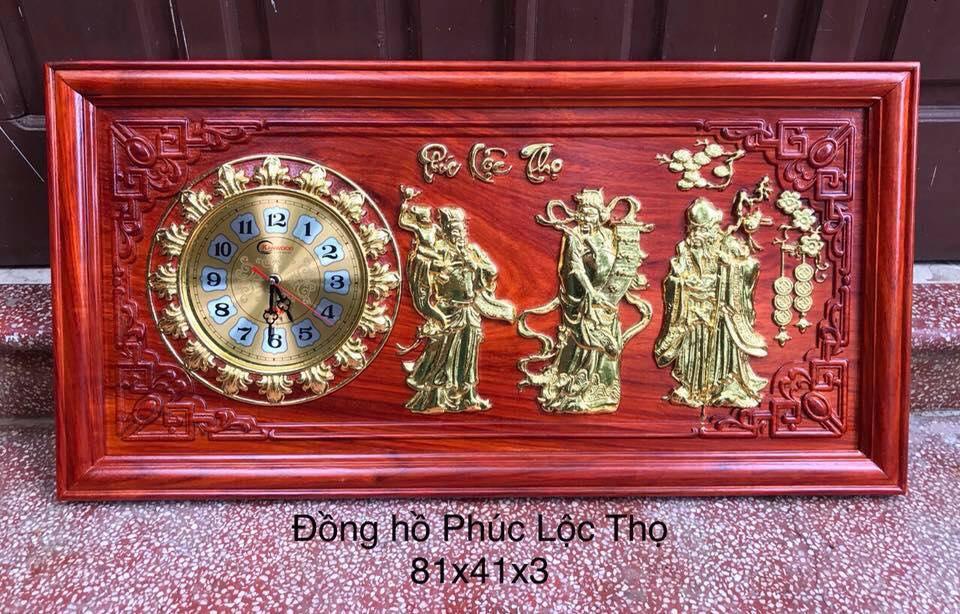 Tranh đồng hồ phúc-lộc-thọ dán vàng