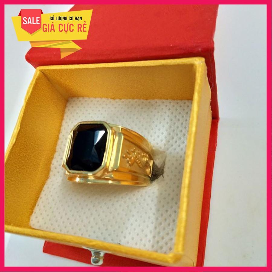 Phụ kiện thời trang Nhẫn nam mặt đá đen cao cấp