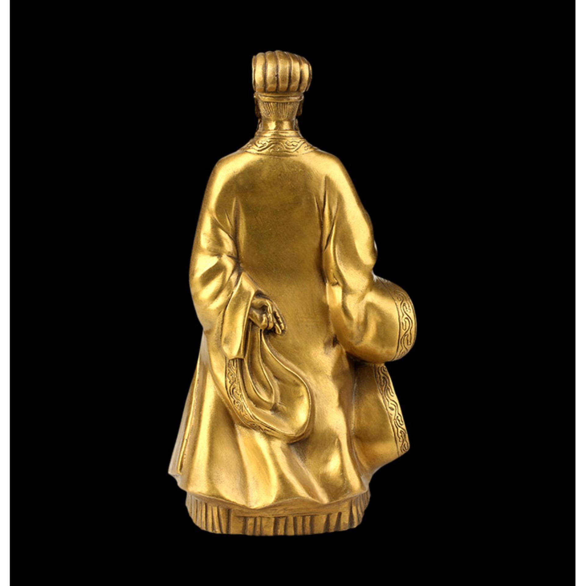 Tượng Khổng Minh (Gia Cát Lượng) - Chất liệu bằng đồng thau nặng 1600g cao 28cm phong thủy Hồng Thắng