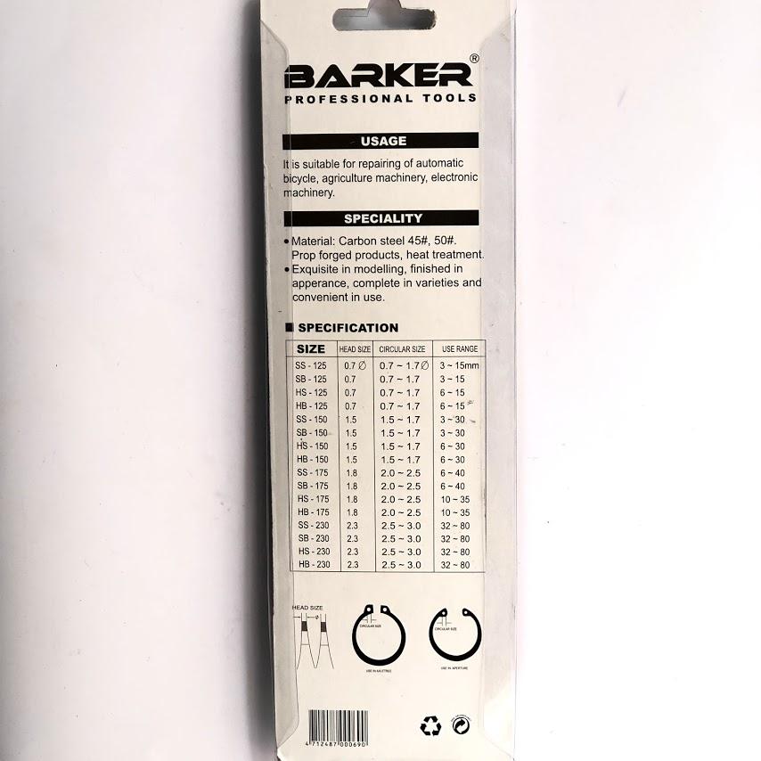 Kìm phe 175mm HS mũi thẳng Barker (màu đỏ)