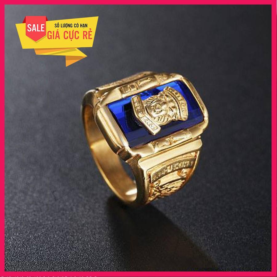 Nhẫn trang sức  Waltor bạc Thái mạ vàng mặt đá cao cấp ( xanh dương)