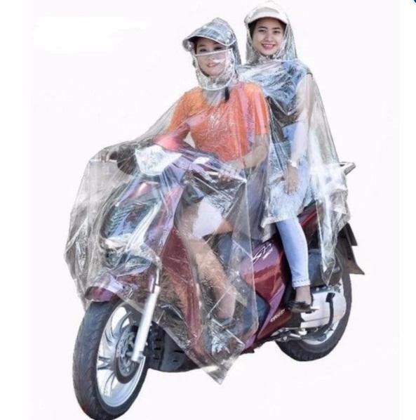 Áo mưa thời trang 2 đầu Trong suốt có khẩu trang che mặt