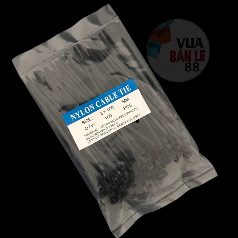 Bộ 100 sợi Dây Rút Nhựa Size 3*100 ( đen) 1 tấc