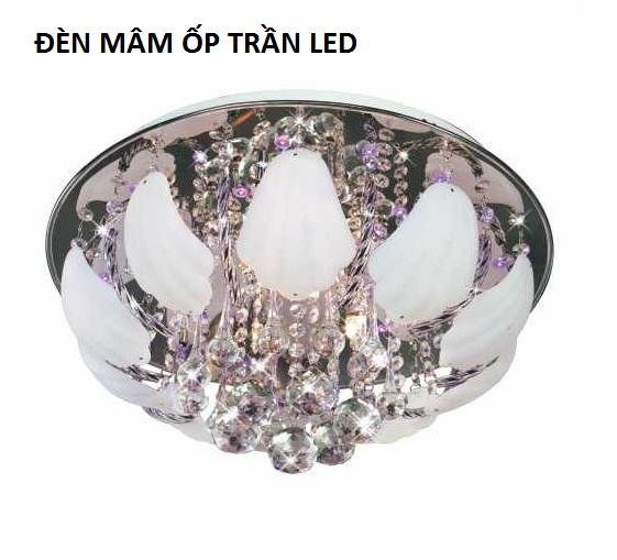 Đèn mâm trang trí ốp trần đổi màu NC 7604 A led (Trắng bạc)