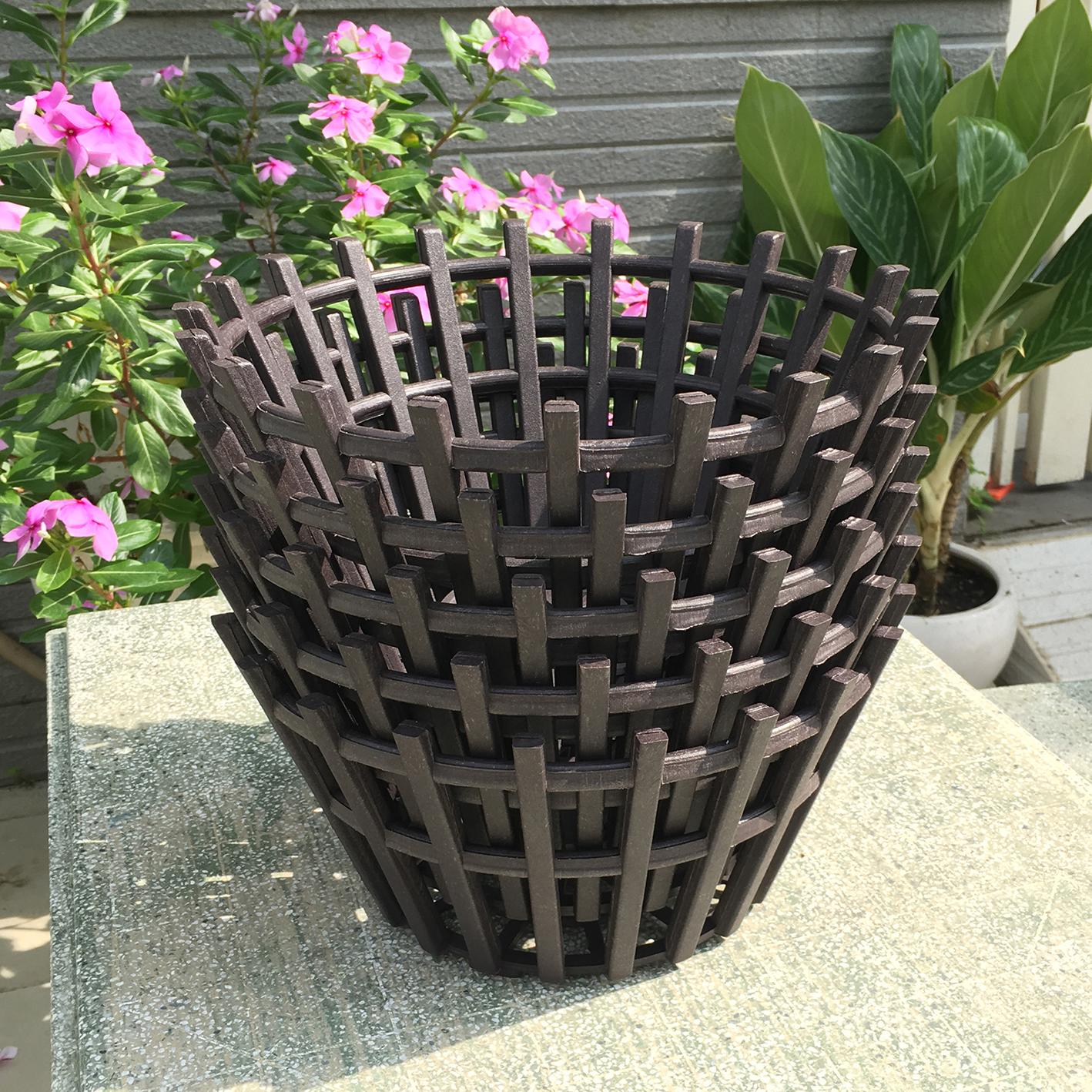 [HCM]Bộ 5 chậu lan giả gỗ màu nâu - đường kính miệng 29cm