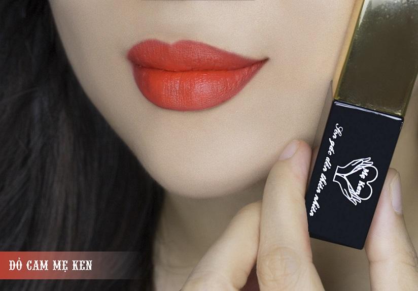 Son kem gấc dền mẹ ken combo 1 son 1 dưỡng màu đỏ cam-chất son lỳ bền màu an toàn tươi mướt môi