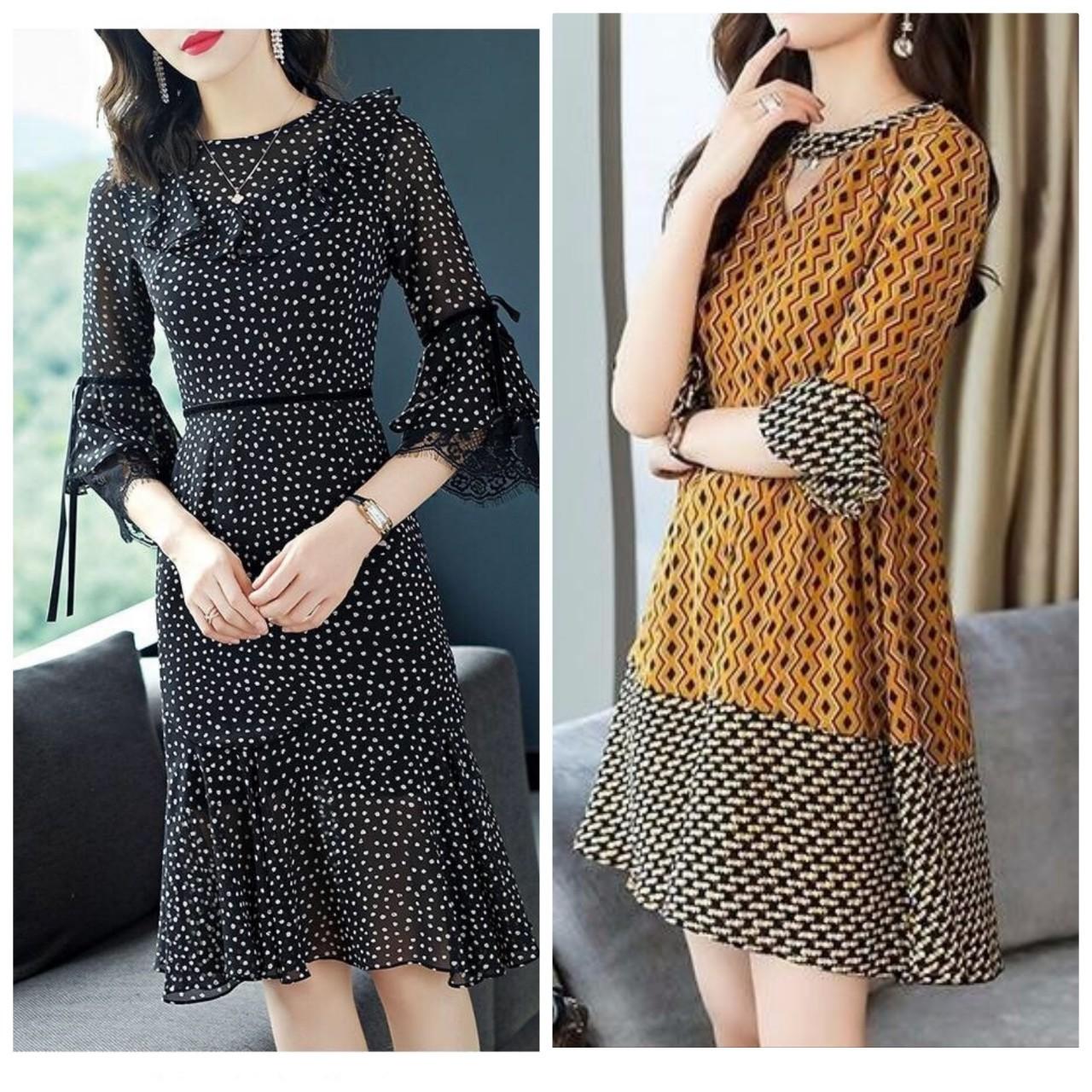 ĐẦM SUÔNG ĐUÔI CÁ CHẤM BI SANG TRỌNG THANH LỊCH Beyeu1688 - BY4325A
