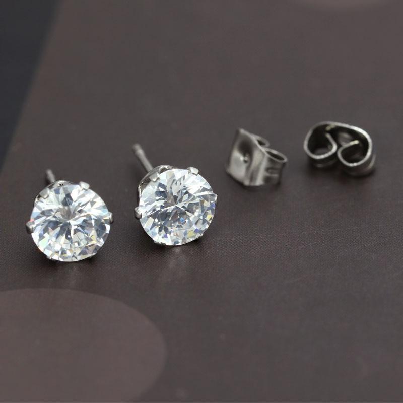 Bộ 2 bông tai thời trang 5mm BT39 (màu bạc, hột trắng)