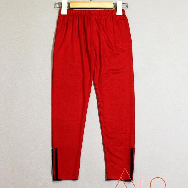 Quần legging bé gái lửng phối ống đỏ