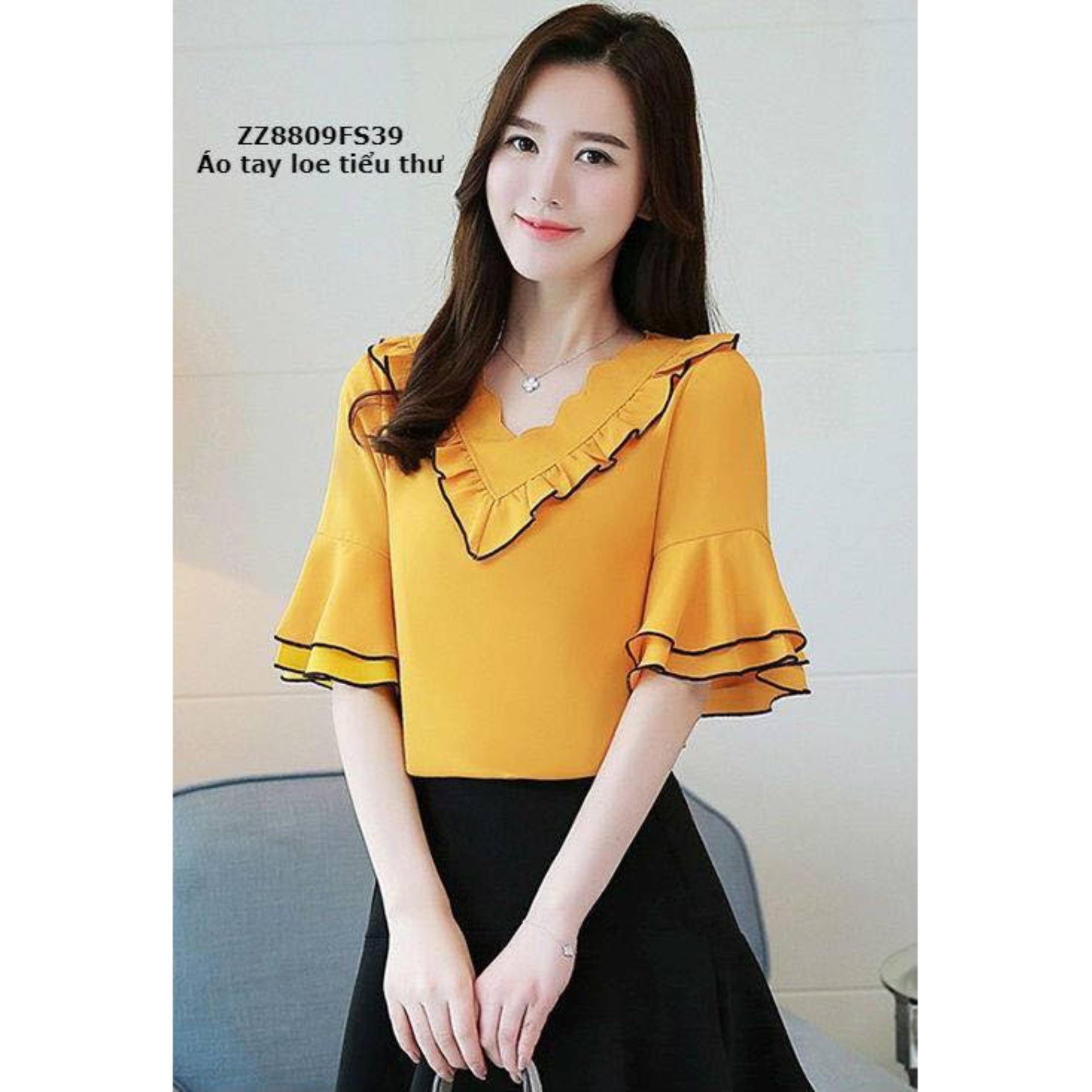 [HCM]Áo thời trang cổ tim tau loe 2 bèo TRẮNG