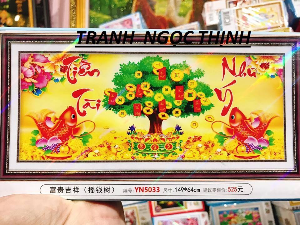 Tranh ĐÍNH ĐÁ TIỀN TÀI NHƯ Ý-YN5033-149 x 64Cm