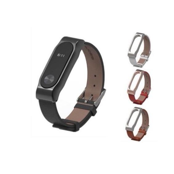 Dây đeo da Mijobs thay thế dành cho Xiaomi Miband 2 (Màu Nâu)