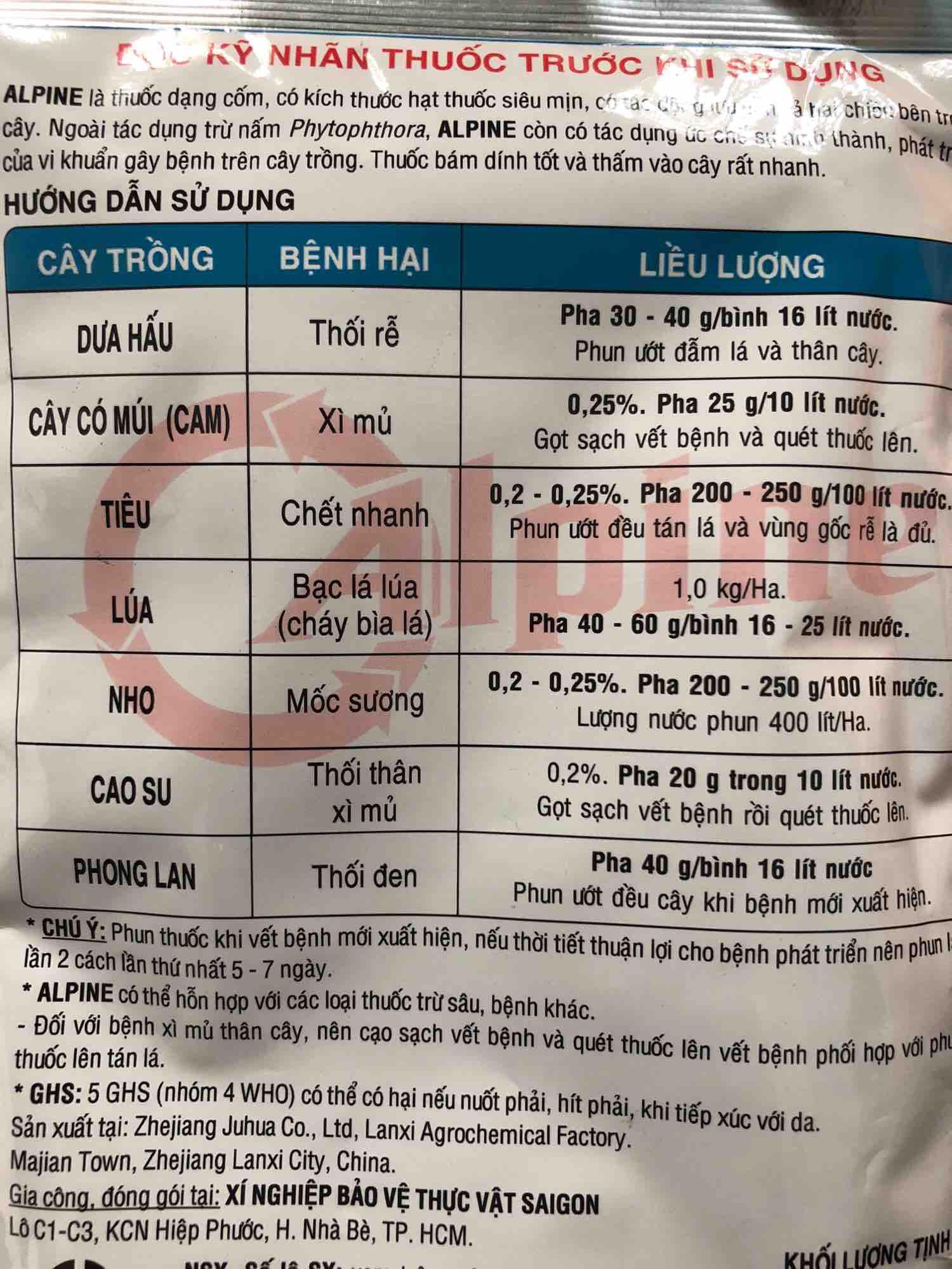 Thuốc trừ bệnh thối rể thanh long Alpine 80WG