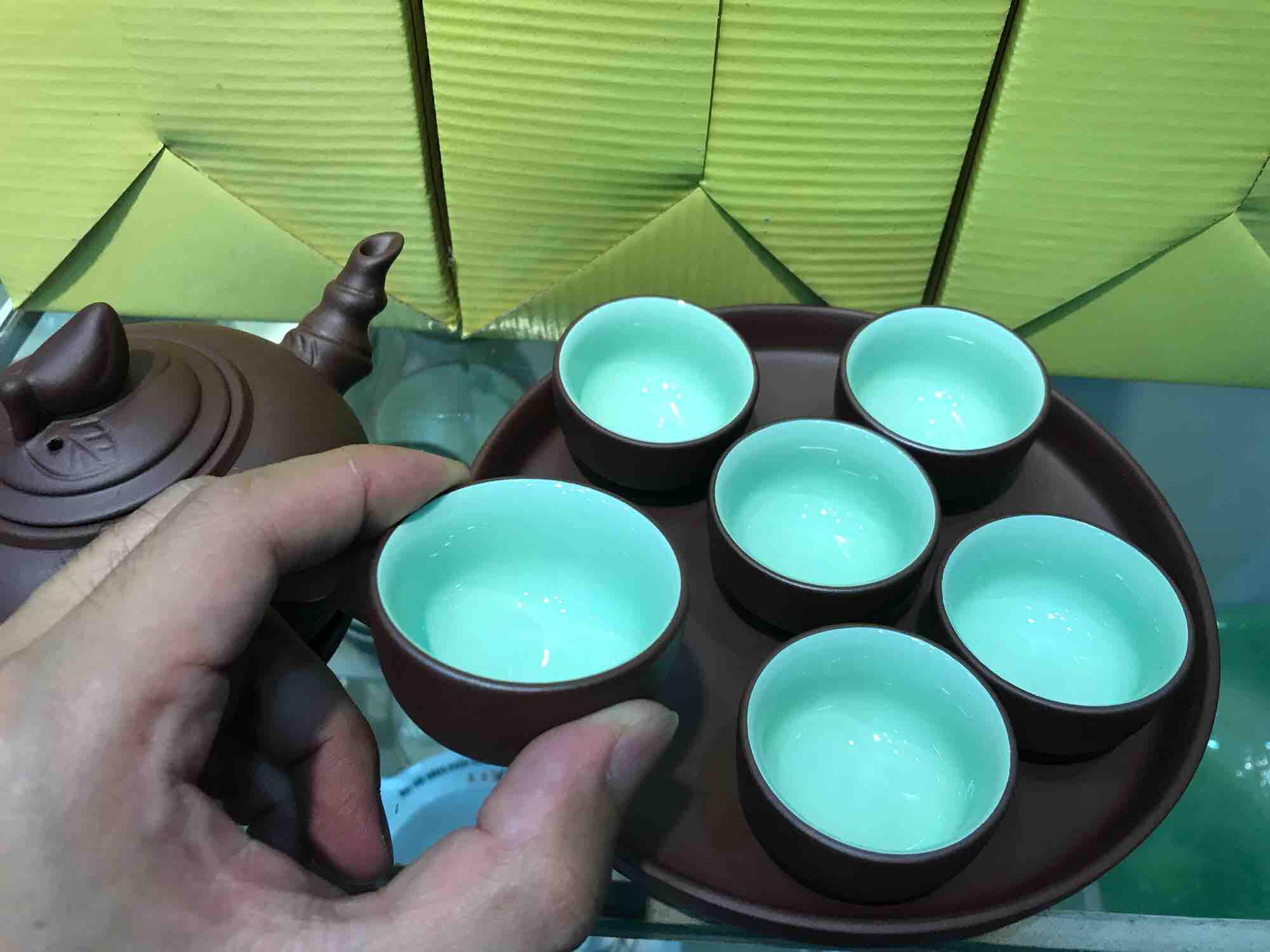 Bộ ấm chén Bát Tràng  tử sa ( khay )