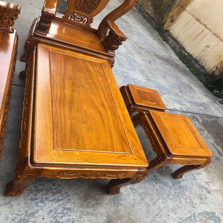 Bộ bàn ghế nghê đỉnh 6 món cột 12 gỗ lim nam phi
