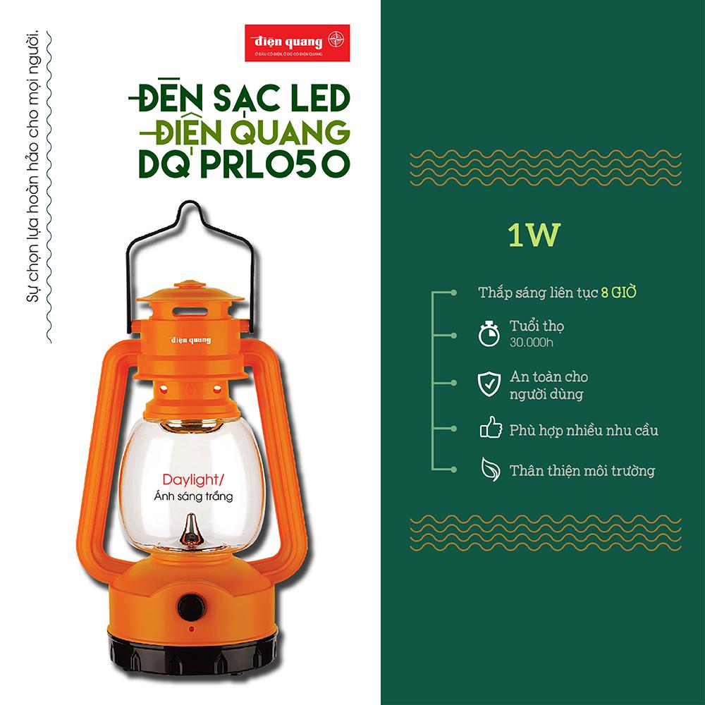 Đèn sạc Led Điện Quang ĐQ PRL05 O (1W, ánh sáng trắng, cam)