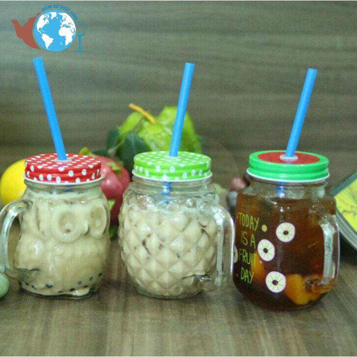 Ly Quai Trà Sữa Thủy Tinh Hình Trái Thơm 400ml