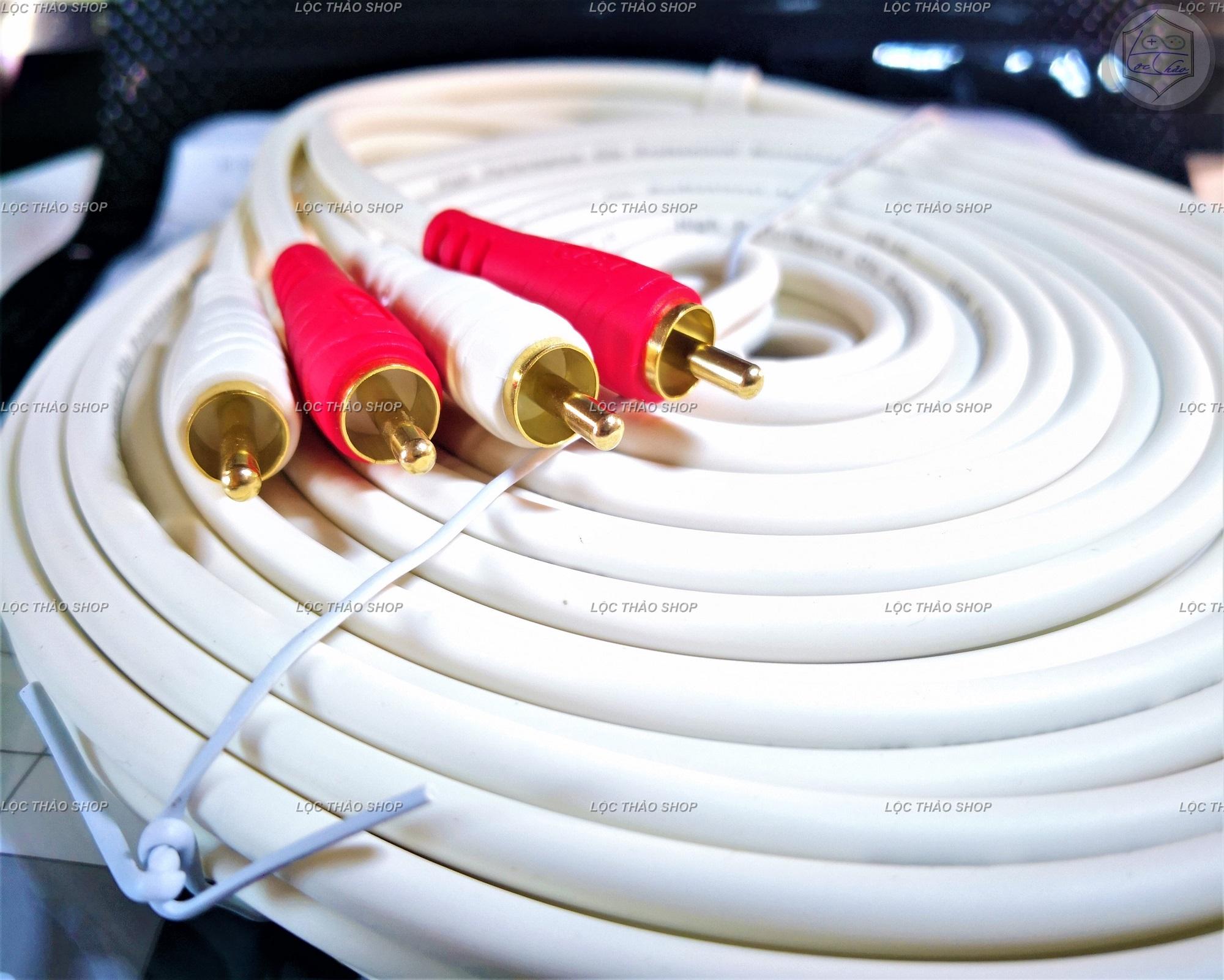 Cáp loa 4 đầu hoa sen RCA dài 10M cao cấp JSJ (Dây loa AV 4 đầu)