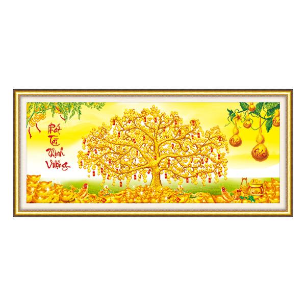 Tranh đá phát tài thịnh vượng cây tiền 77363 kt 138x60cm