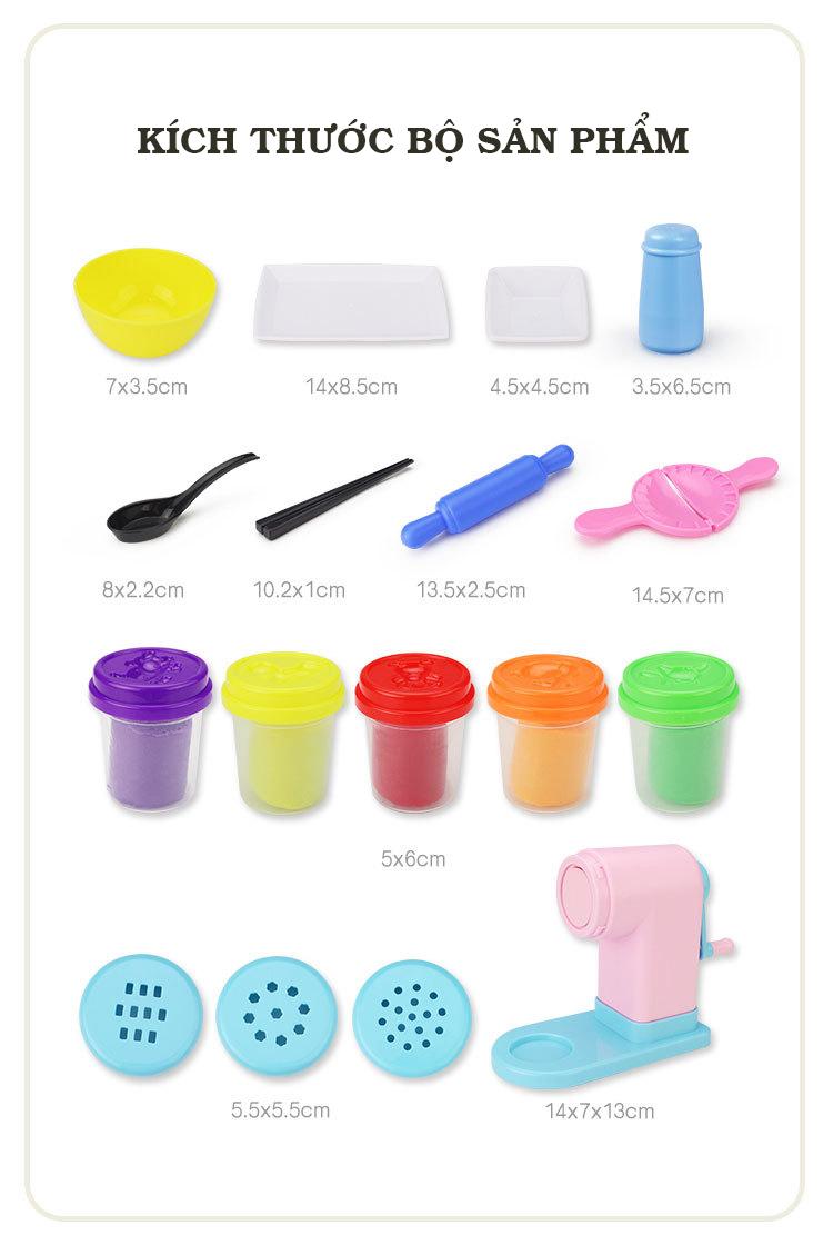 Bộ đồ chơi đất nặn kèm máy làm mì 17 chi tiết
