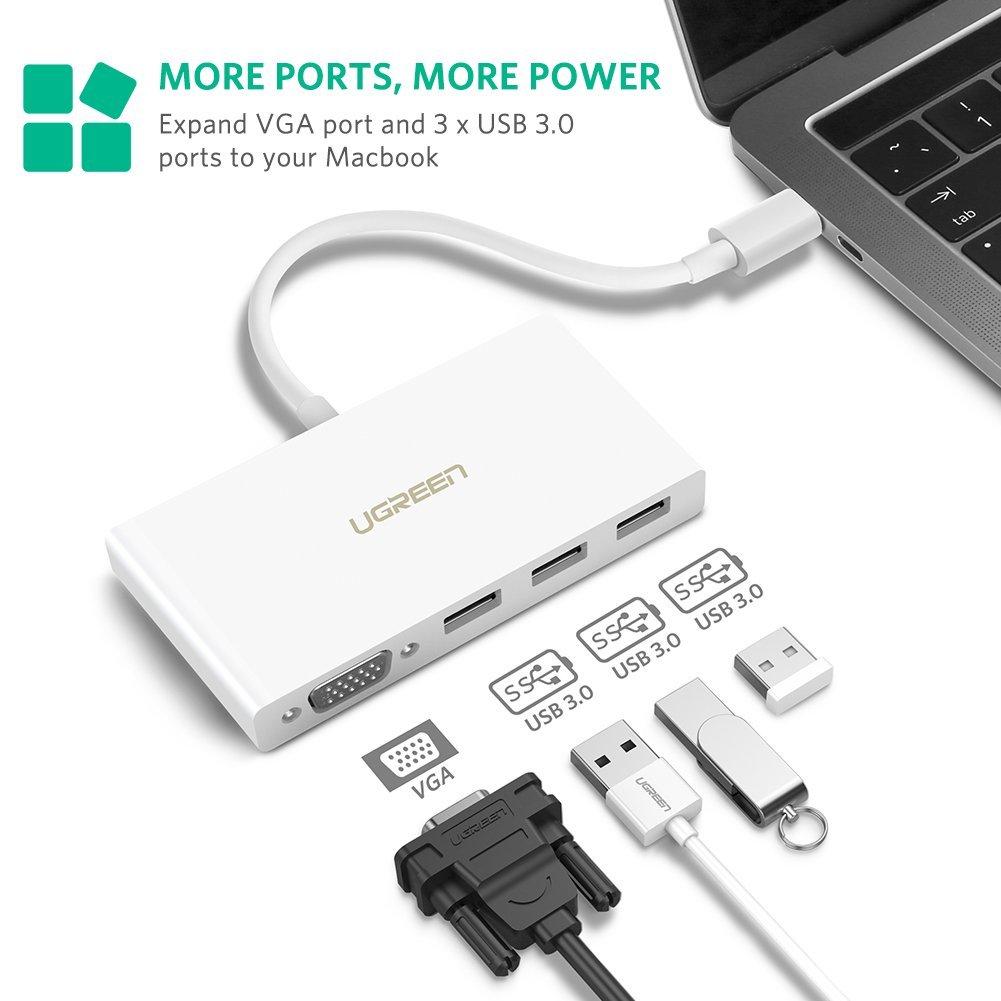 Cáp chuyển USB Type C to VGA, Hub USB 3.0 cao cấp Ugreen 40375