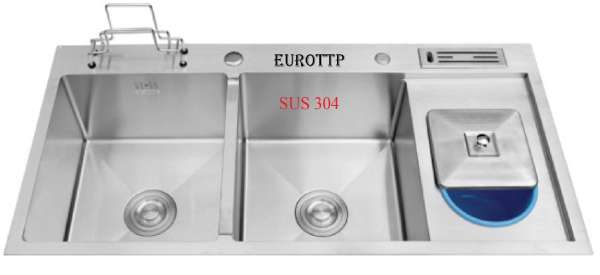 Chậu rửa chén Handmade Inox SUS 304 EUROTTP EU-11050G (304) có khay đa năng