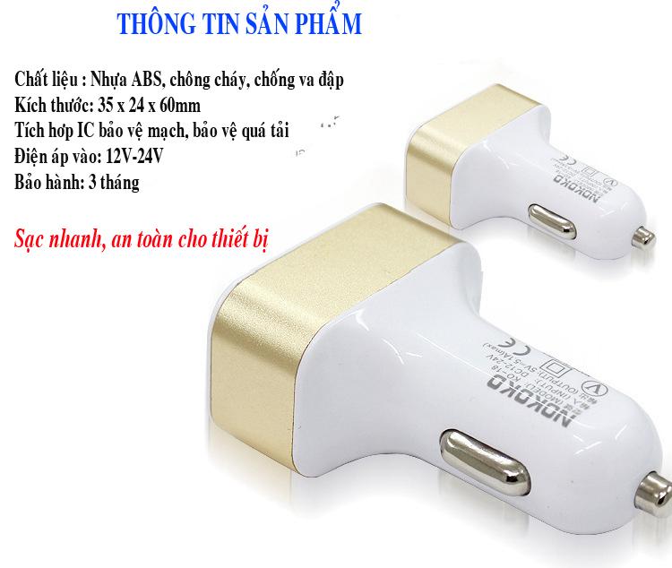 Tẩu sạc xe hơi 3 USB 5V-2.1A