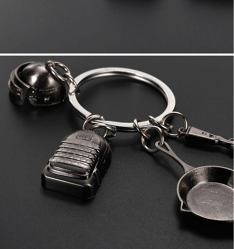 Combo 4 móc khóa PUBG mini - Chảo mũ giáp K98