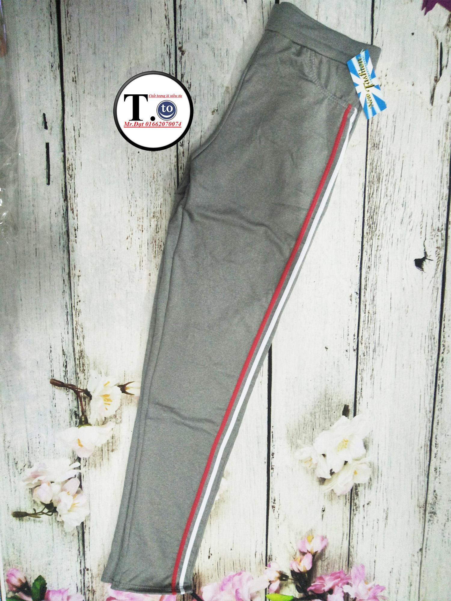 [HCM]Quần Thun Nữ - legging ( 2 sọc trắng đỏ)
