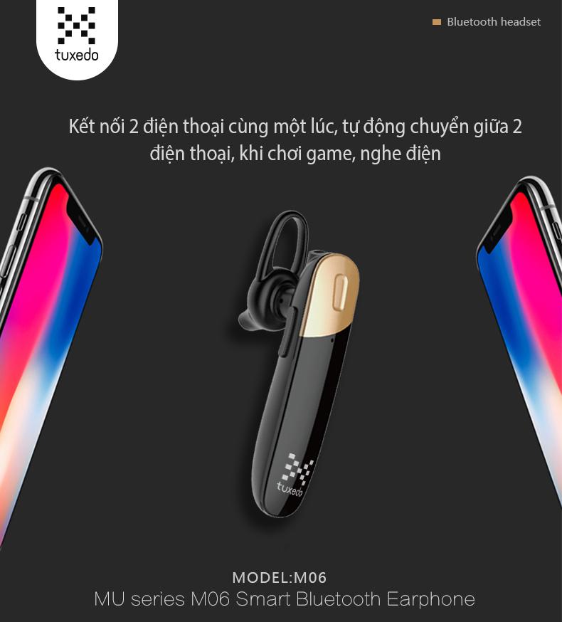 Tai nghe Bluetooth Tuxedo M06 (Bluetooth 4.2, kết nối 2 thiết bị cùng lúc)