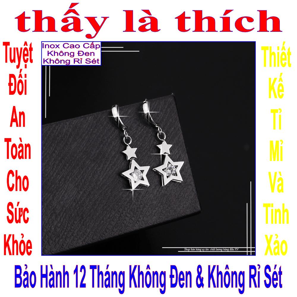 Earrings women stainless steel saw is like style dangling star small and big star applique stone zircon-commitment 1 Đổi 1 if Hoen, rust
