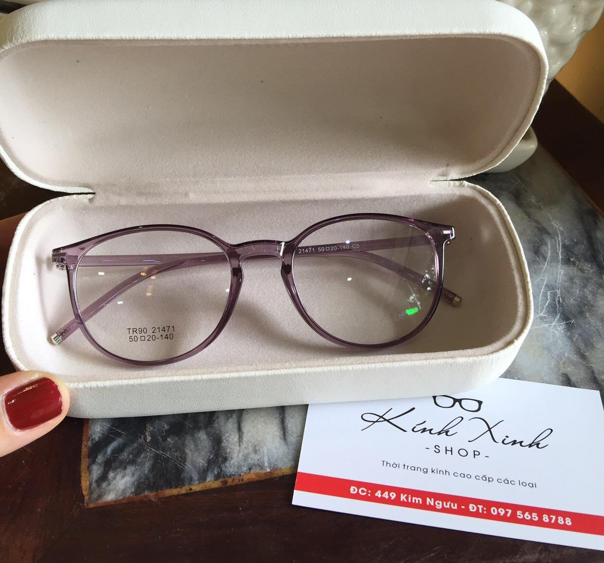 Kính Gọng Mắt tròn Nhựa siêu dẻo KOREA GSD21471 (Tím Trong)