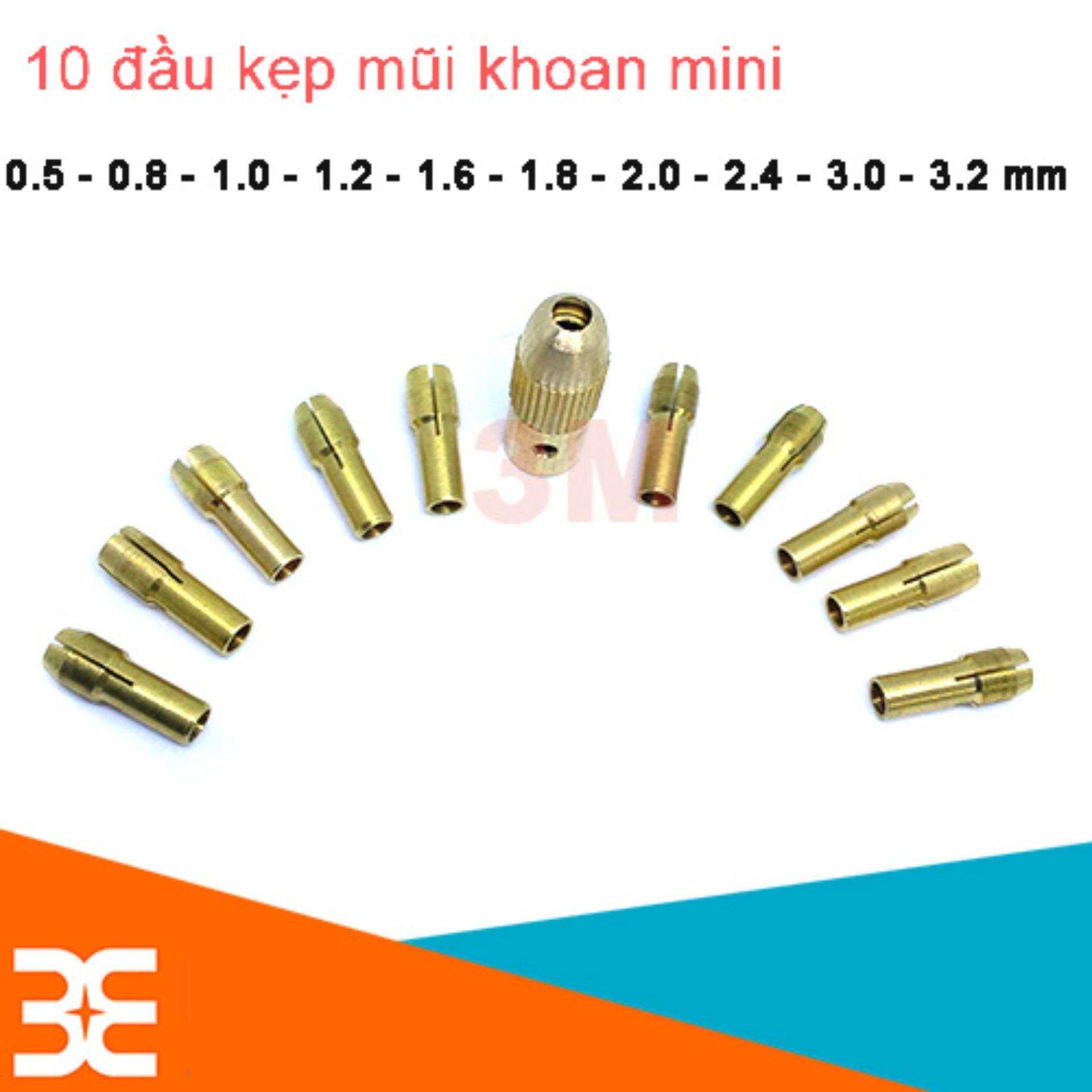 Bộ 10 đầu kẹp chế máy khoan mini cầm tay từ Motor Trục 2.3mm