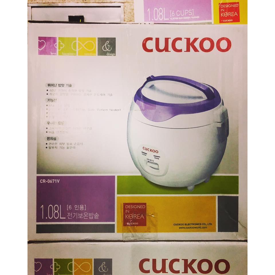 Nồi Cơm Điện Cuckoo CR-0671V 1L 500W (Trắng Phối Tím)